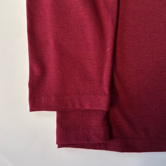 BEAUTIFUL Ruched Neck Burgandy Long Sleeve Top PMedium - Picture 6 of 8